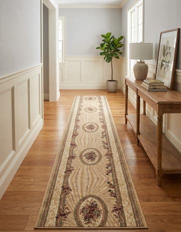 Ivory Tabriz Design Runner Rug