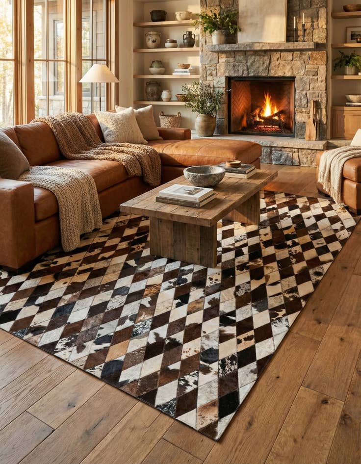 Detail image of 5' 8 x 7' 11 Cowhide Stocks Rug