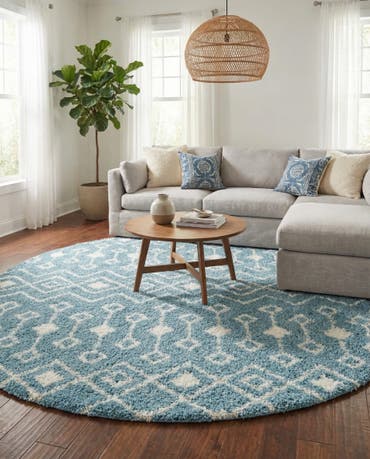  10' x 10' Moroccan Trellis Shag Round Rug