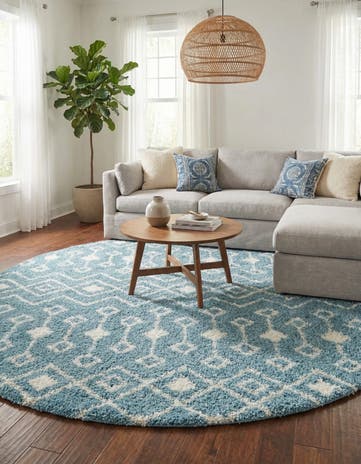 10' x 10' Moroccan Trellis Shag Round Rug