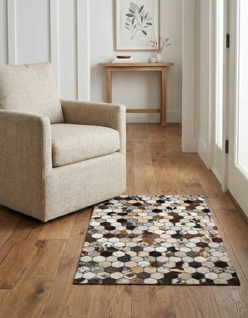 2' x 3' 1 Cowhide Leather Rug