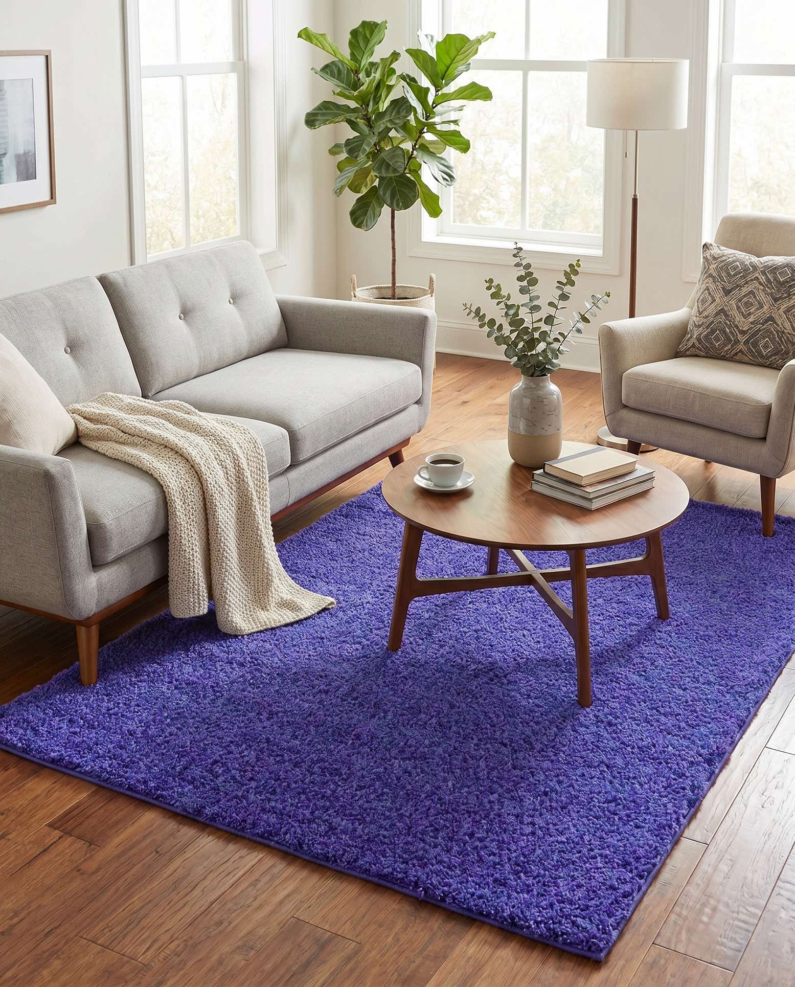 5' x 7' Solid Shag Rug