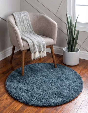 Marine Blue Zermatt Shag Round Rug