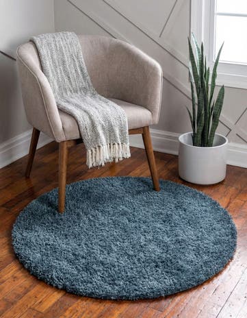 Marine Blue Zermatt Shag Round Rug