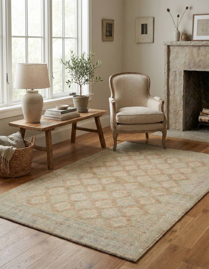 Detail image of 3' 11 x 5' Hand Knotted Oushak Wool Rug