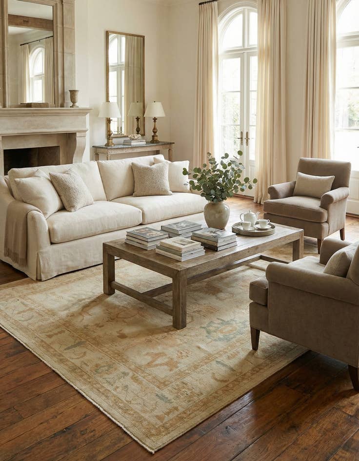 Detail image of 8' 3 x 9' 11 Hand Knotted Oushak Wool Rug