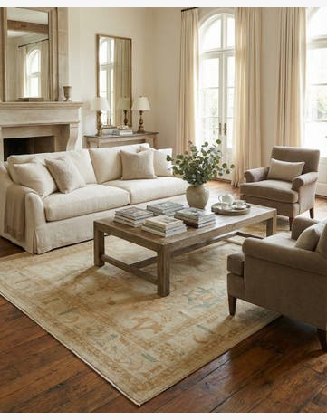 8' 3 x 9' 11 Hand Knotted Oushak Wool Rug