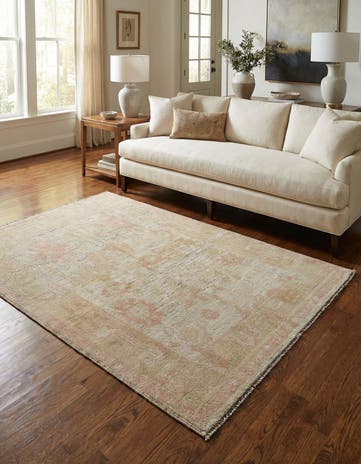 4' 3 x 6' 3 Hand Knotted Oushak Wool Rug