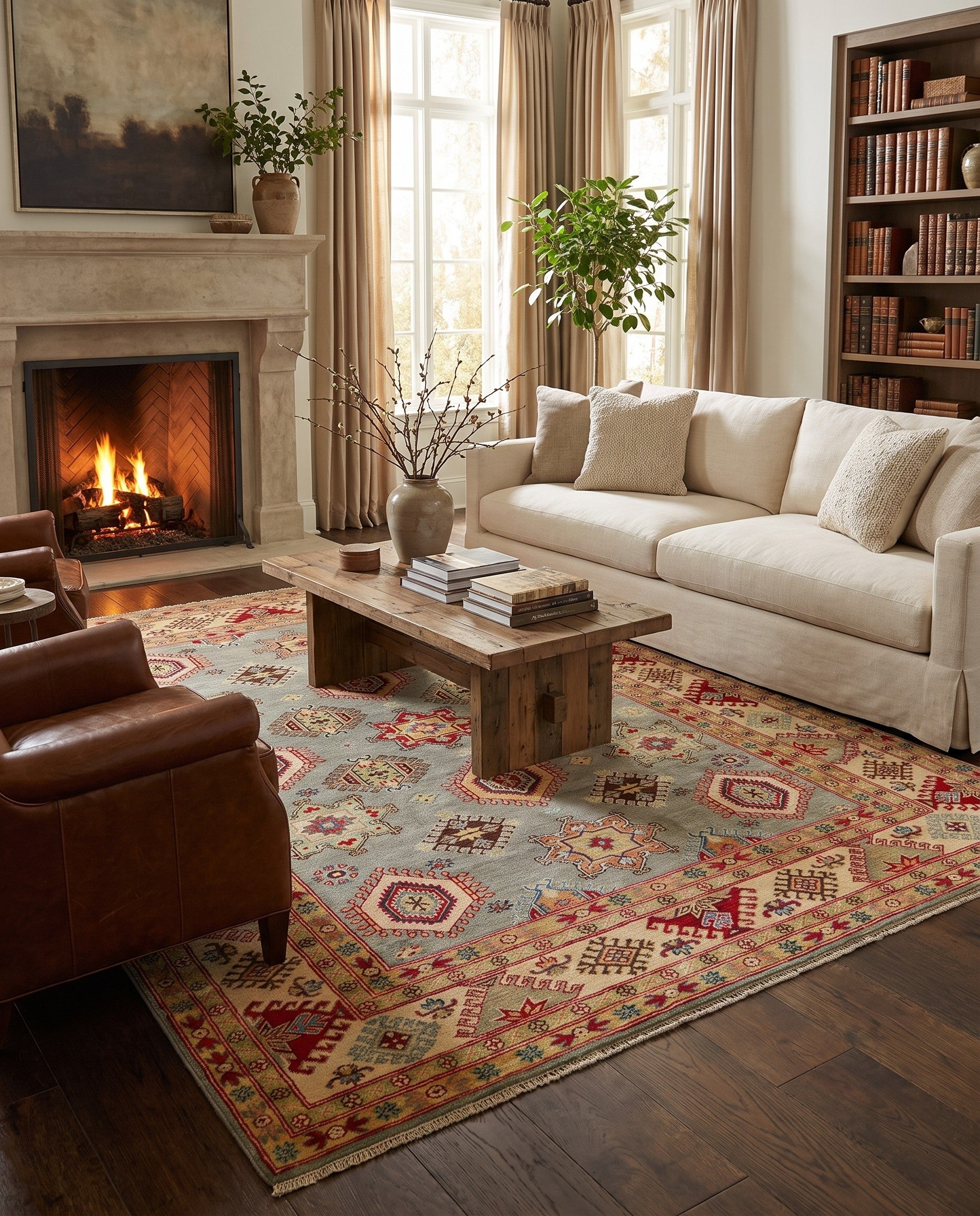 6' 7 x 9' 6 Hand Knotted Kazak Rug