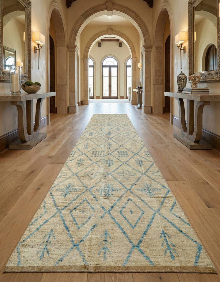 Detail image of 4' 1 x 19' 6 Hand Knotted Moroccan Wool Runner Rug