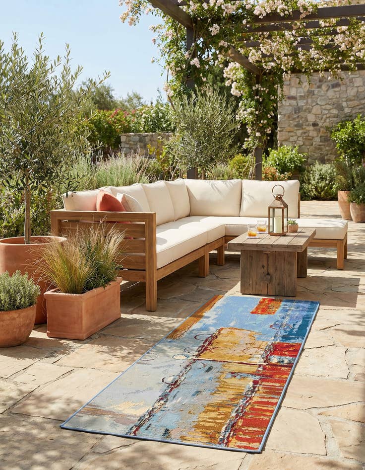 Detail image of 2' x 6' Washable Modern Indoor / Outdoor Runner Rug