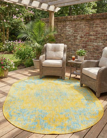 5' 3 x 8' Easy-Clean Jill Zarin Dubai Indoor / Outdoor Oval Rug