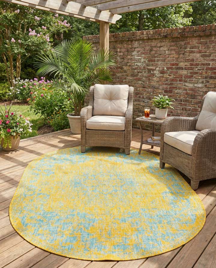 5' 3 x 8' Easy-Clean Jill Zarin Dubai Indoor / Outdoor Oval Rug