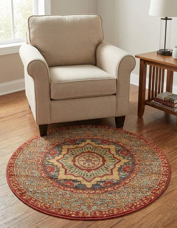 Navy Blue Amina Round Rug