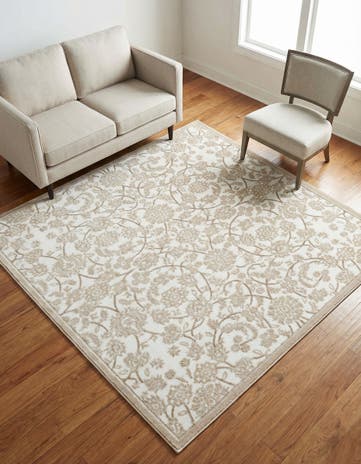 Snow White Nepal Square Rug