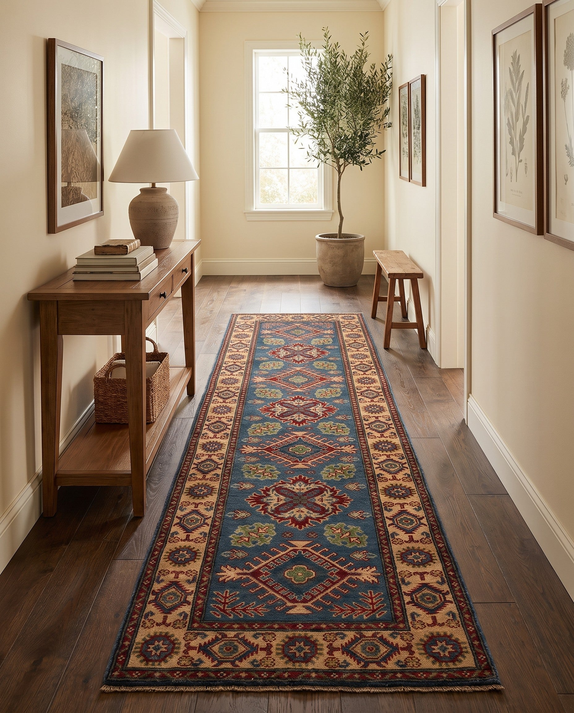 85cm x 300cm Hand Knotted Kazak Runner Rug
