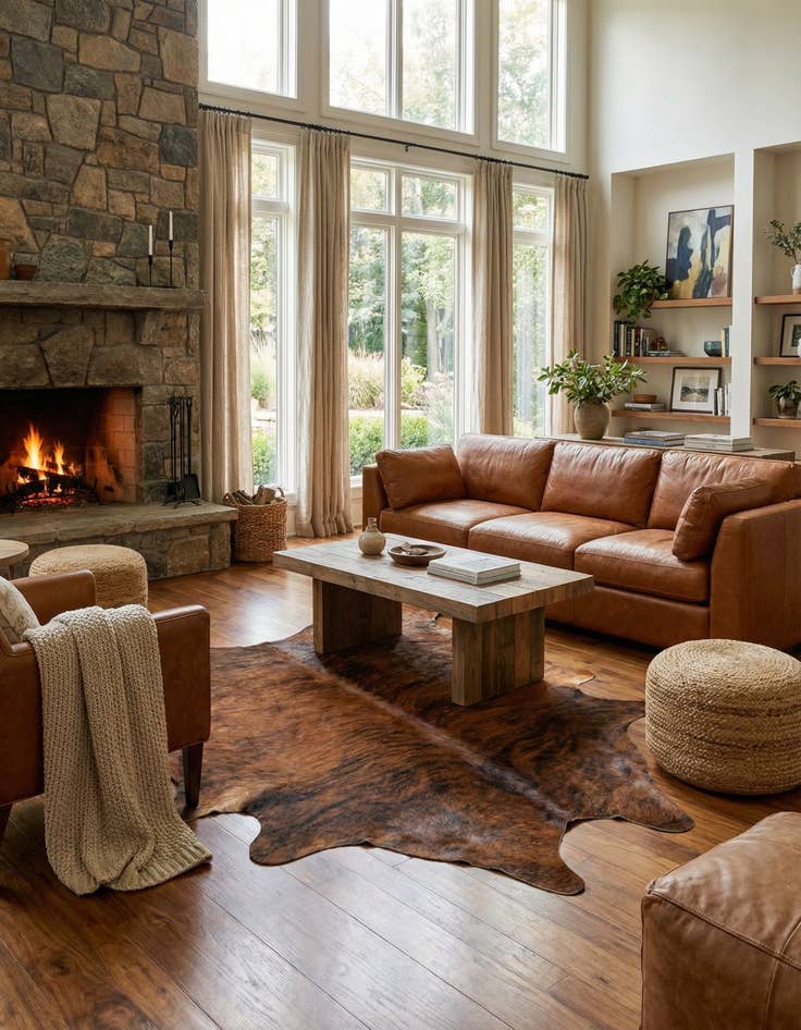 Detail image of 5' 11 x 7' 1 Cowhide Leather Rug