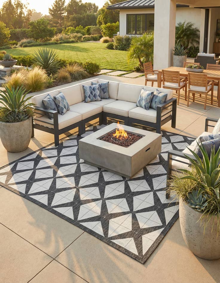 Detail image of 12' x 12'  Washable Modern Indoor / Outdoor Square Rug