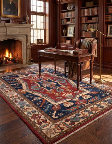 6' 8 x 10' 2 Hand Knotted Heriz Rug