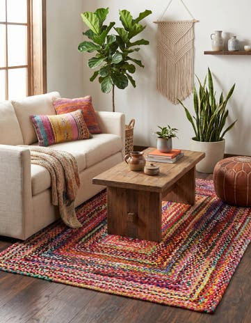 5' 1 x 8' Handmade Braided Chindi Rug