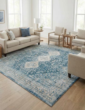 Navy Blue Newport Square Rug