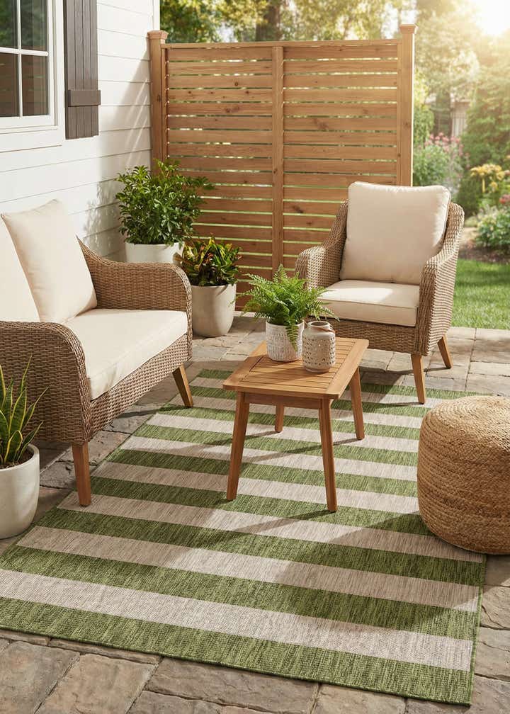 4' x 6' Easy-Clean Striped Indoor / Outdoor Rug