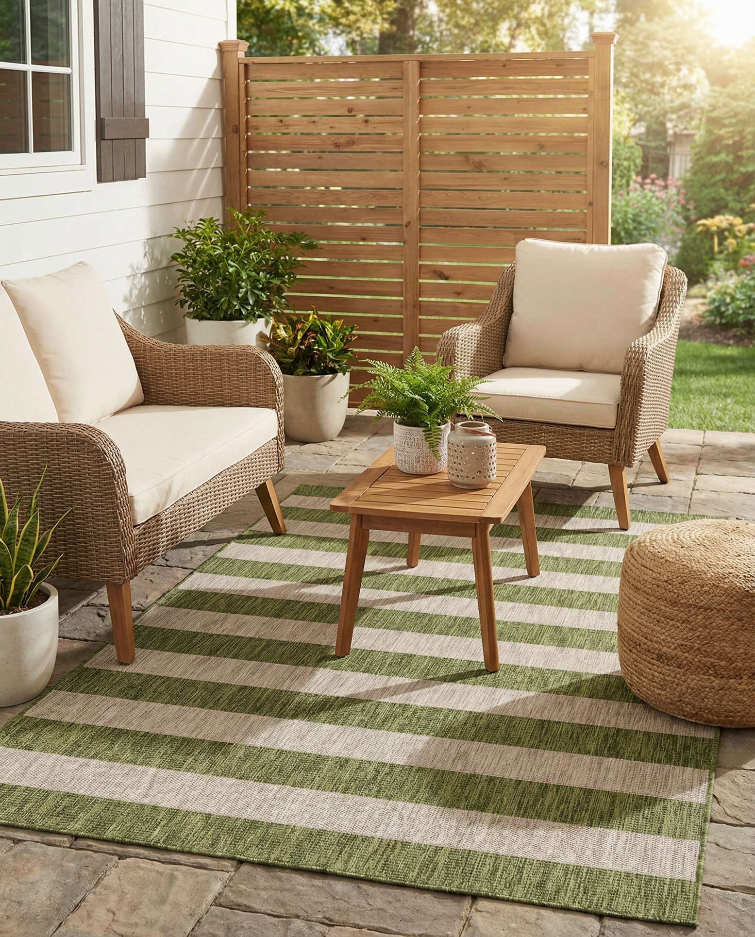 4' x 6' Easy-Clean Striped Indoor / Outdoor Rug
