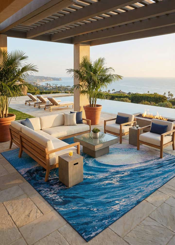 10' x 10' Easy-Clean Modern Indoor / Outdoor Square Rug