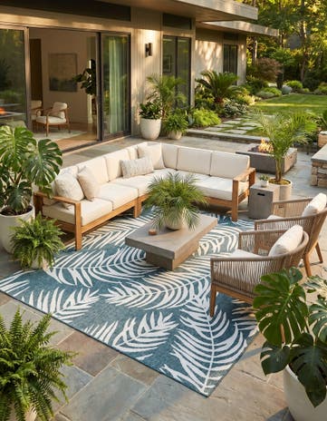 10' x 10' Easy-Clean Botanical Indoor / Outdoor Square Rug