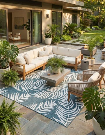10' x 10' Easy-Clean Botanical Indoor / Outdoor Square Rug