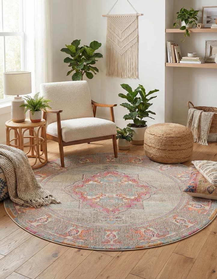 6' x 6' Washable Fleur Round Rug