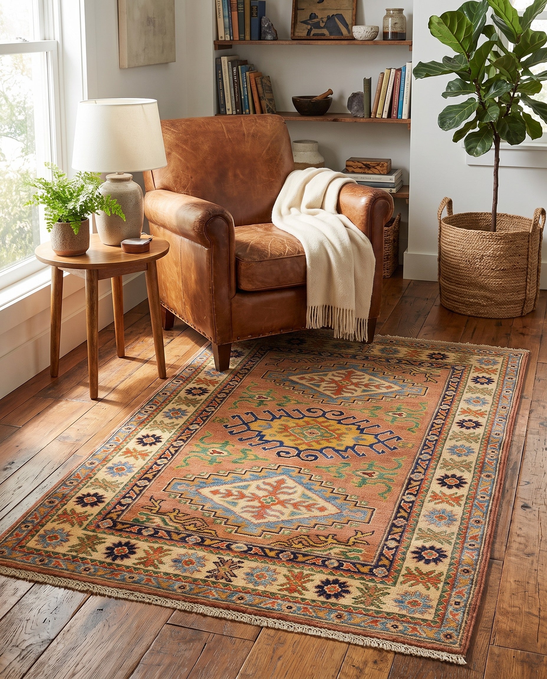3' 2 x 4' 10 Hand Knotted Kazak Rug