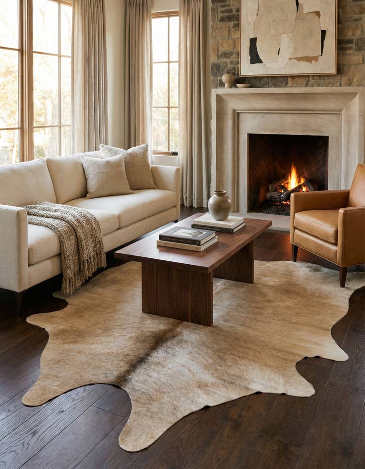 Detail image of 5' 5 x 6' 3 Cowhide Leather Rug