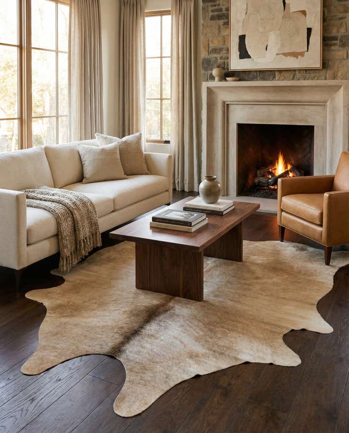 5' 5 x 6' 3 Cowhide Leather Rug