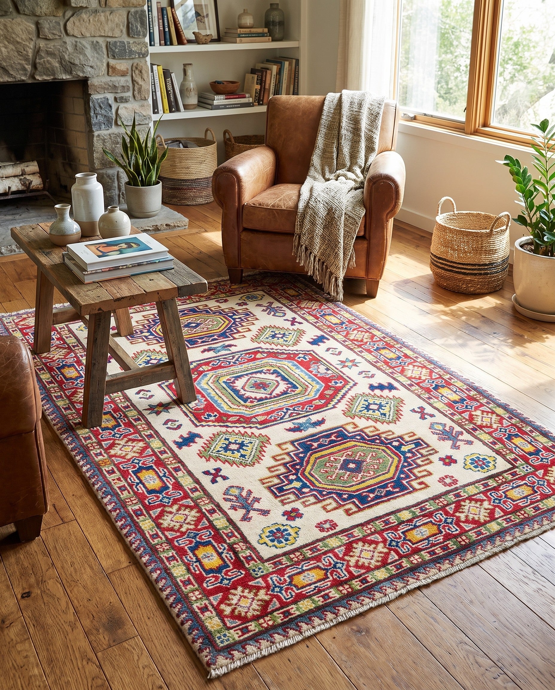 3' 3 x 5' Hand Knotted Kazak Rug