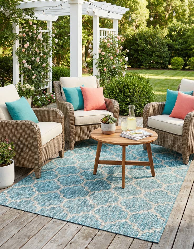 Detail image of 5' 3 x 8'  Washable Trellis Indoor / Outdoor Rug