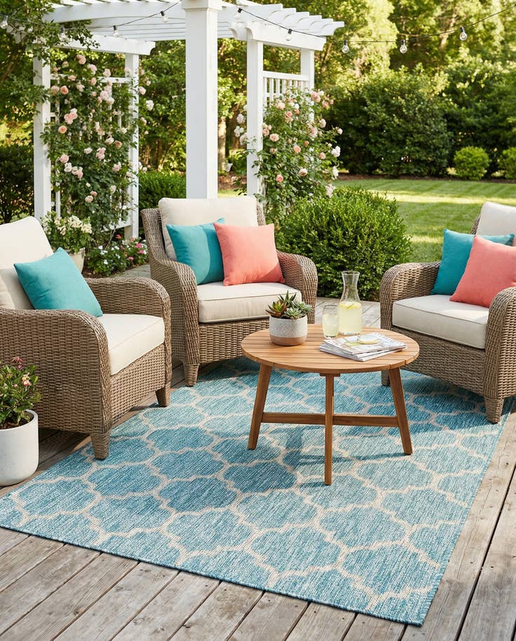 Detail image of 5' 3 x 8' Easy-Clean Lattice Indoor / Outdoor Rug