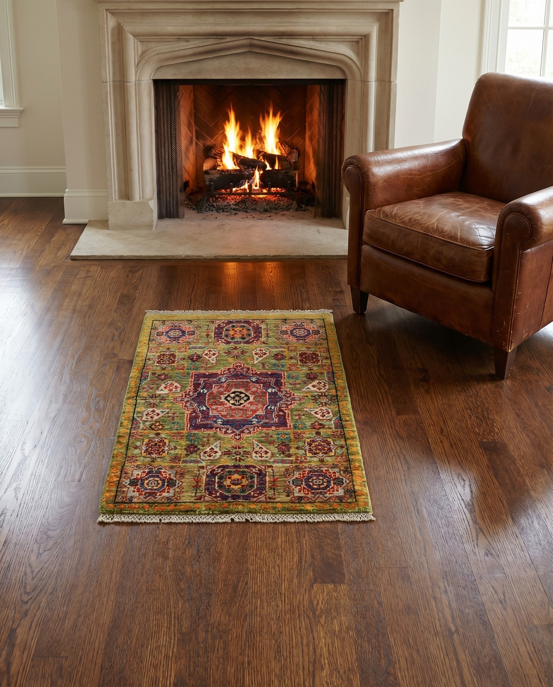 2' 1 x 3' 2 Hand Knotted Mamluk Ziegler Rug