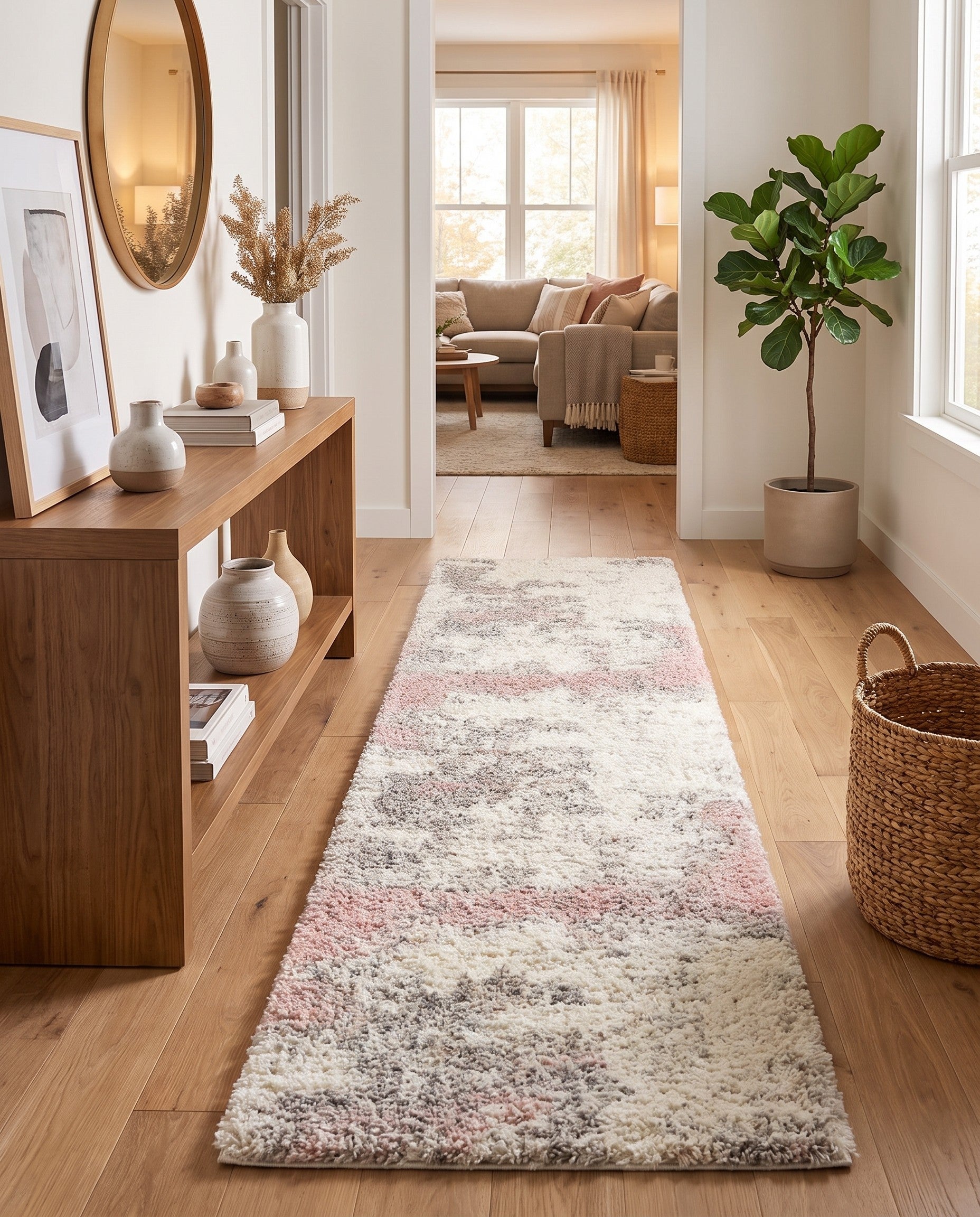 Pink Soft Touch Shag Runner Rug