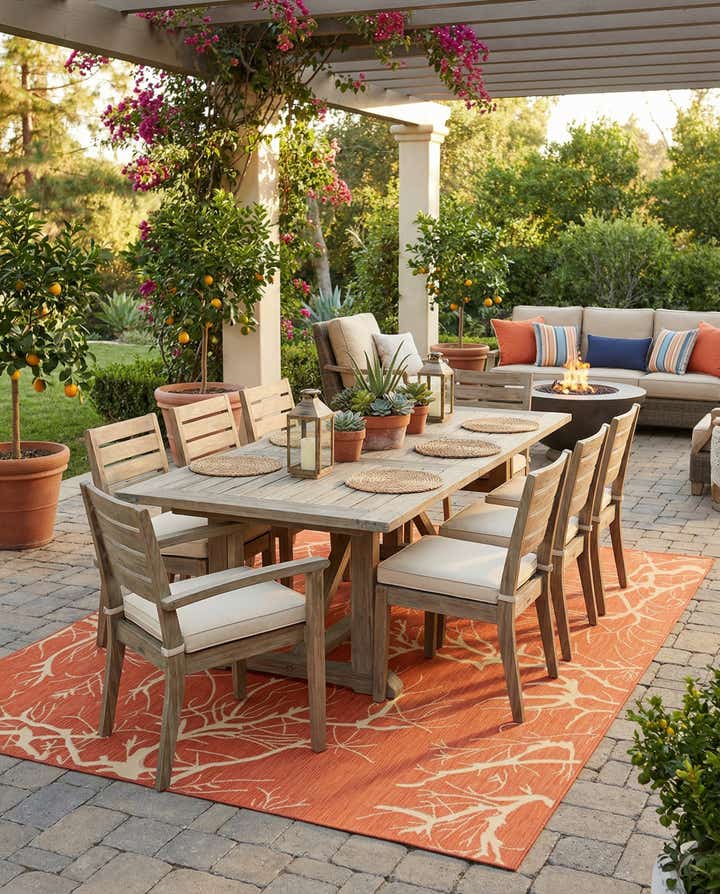 9' x 12' 2 Easy-Clean Botanical Indoor / Outdoor Rug