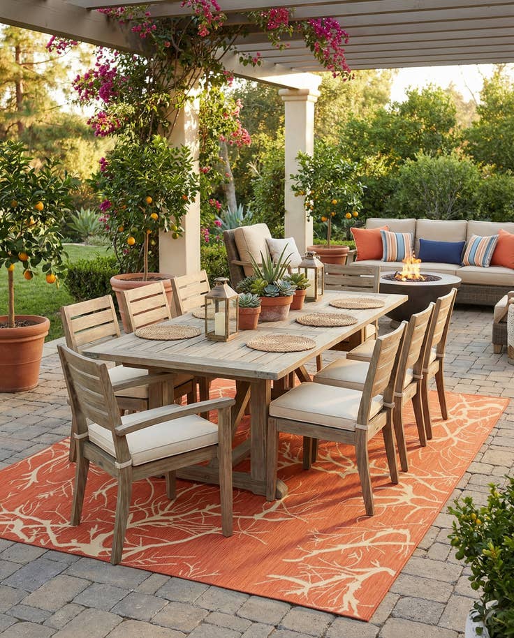 Detail image of 9' x 12' 2 Easy-Clean Botanical Indoor / Outdoor Rug