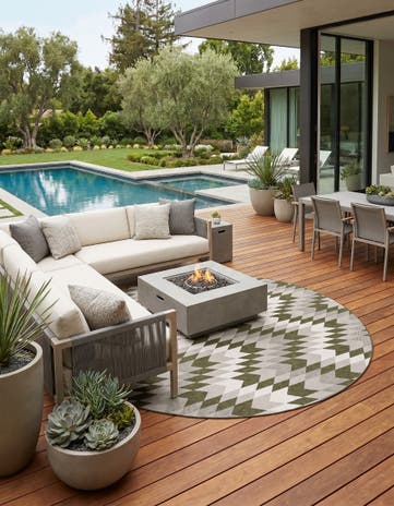 13' x 13' Easy-Clean Modern Indoor / Outdoor Round Rug