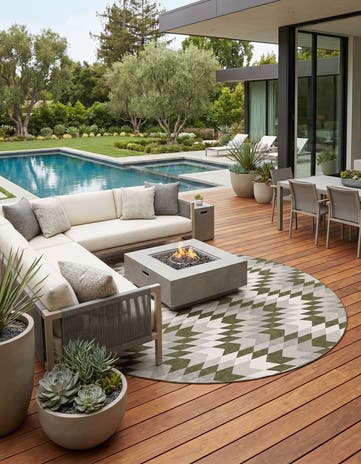 13' x 13' Easy-Clean Modern Indoor / Outdoor Round Rug