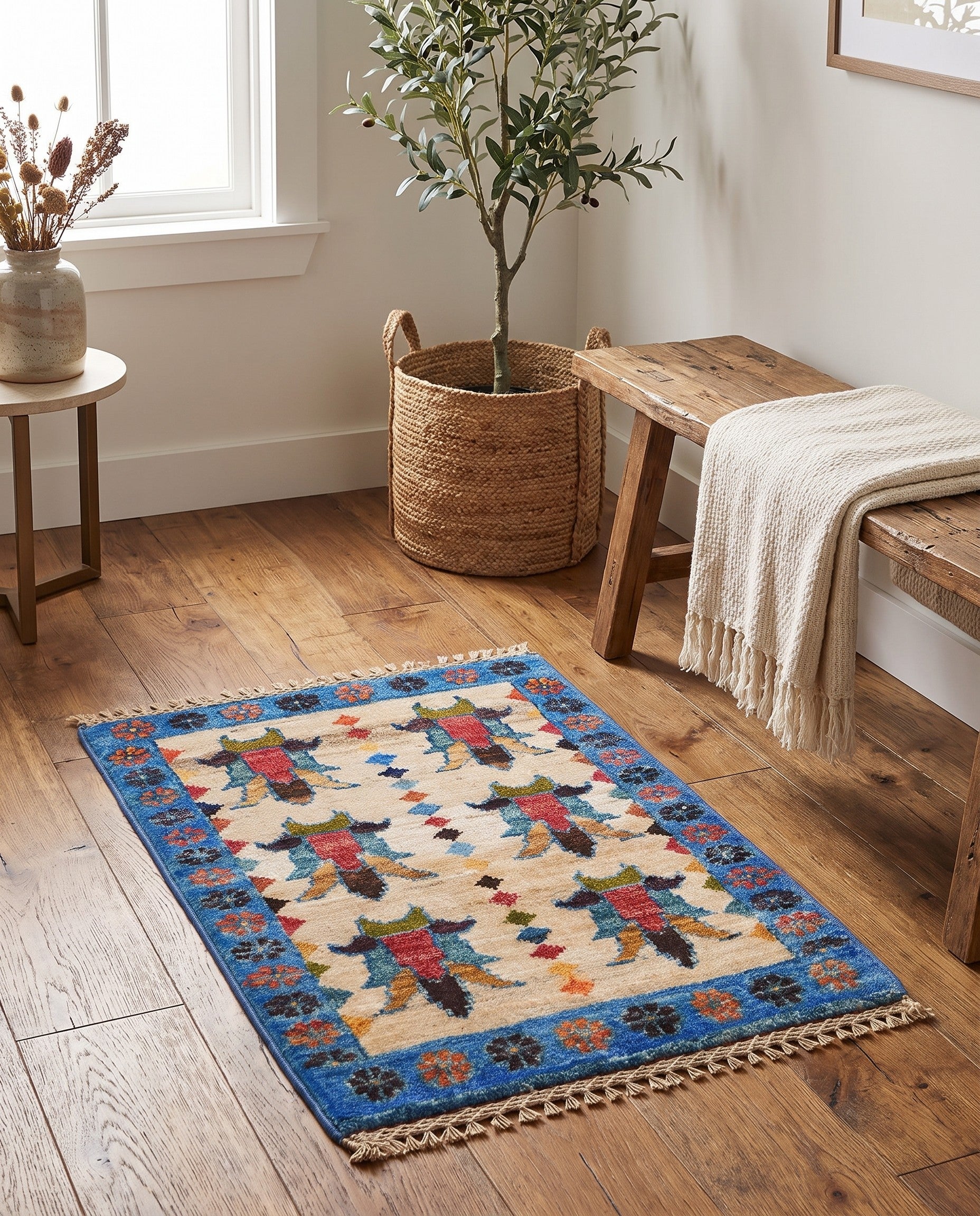 1' 4 x 2' Hand Knotted Ziegler Rug