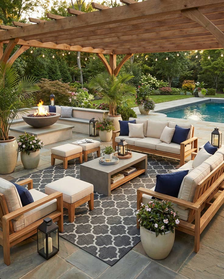 Detail image of 13' x 13' Easy-Clean Lattice Indoor / Outdoor Square Rug