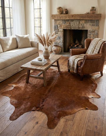 6' 3 x 6' 8 Cowhide Leather Square Rug