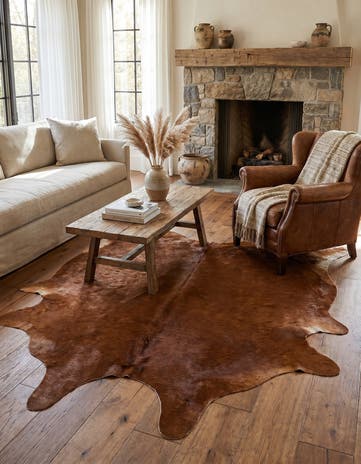 6' 3 x 6' 8 Cowhide Leather Square Rug