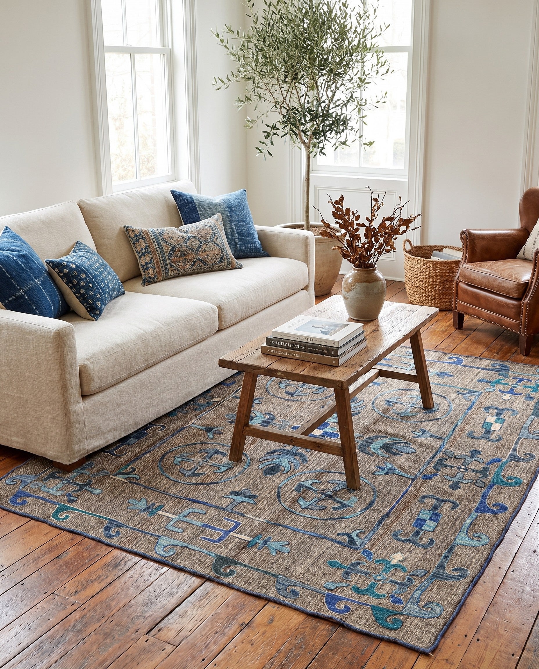 5' 4 x 5' 7 Hand Woven Kilim Suzani Wool Square Rug