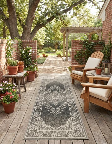 60cm x 185cm Easy-Clean Traditional Indoor / Outdoor Runner Rug