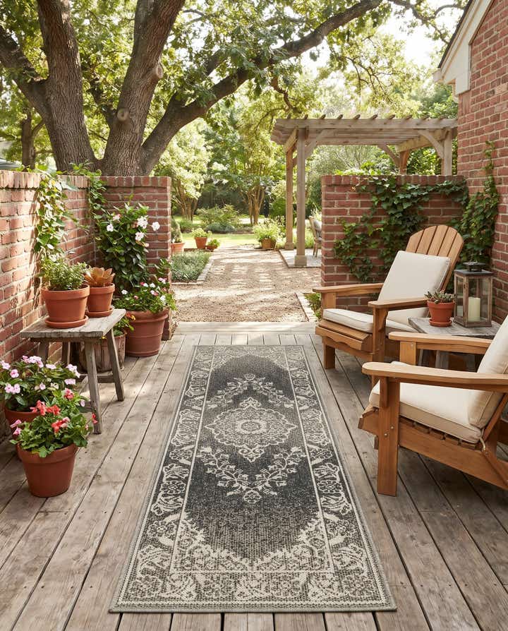 60cm x 185cm Easy-Clean Traditional Indoor / Outdoor Runner Rug